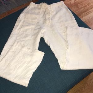 Off white, wide leg, linen pants